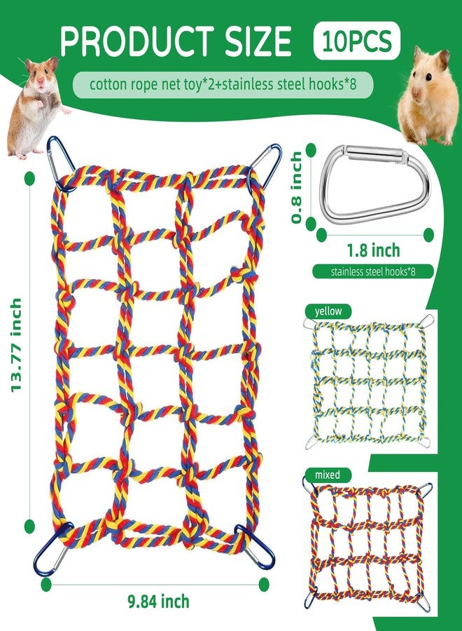HOKABLE 2 Pcs Rat Climbing Ropes for Cage Accessories - Bird Rope Rat Toys - 12.6 x 9.84 inch Hammock - Cotton Rope Bridge - Bird Ladder with 4 Silver Hooks - Image 2